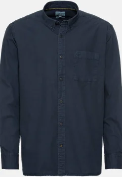 Langarm Shirt aus reiner Baumwolle mit Button-Down Kragen und Brusttasche