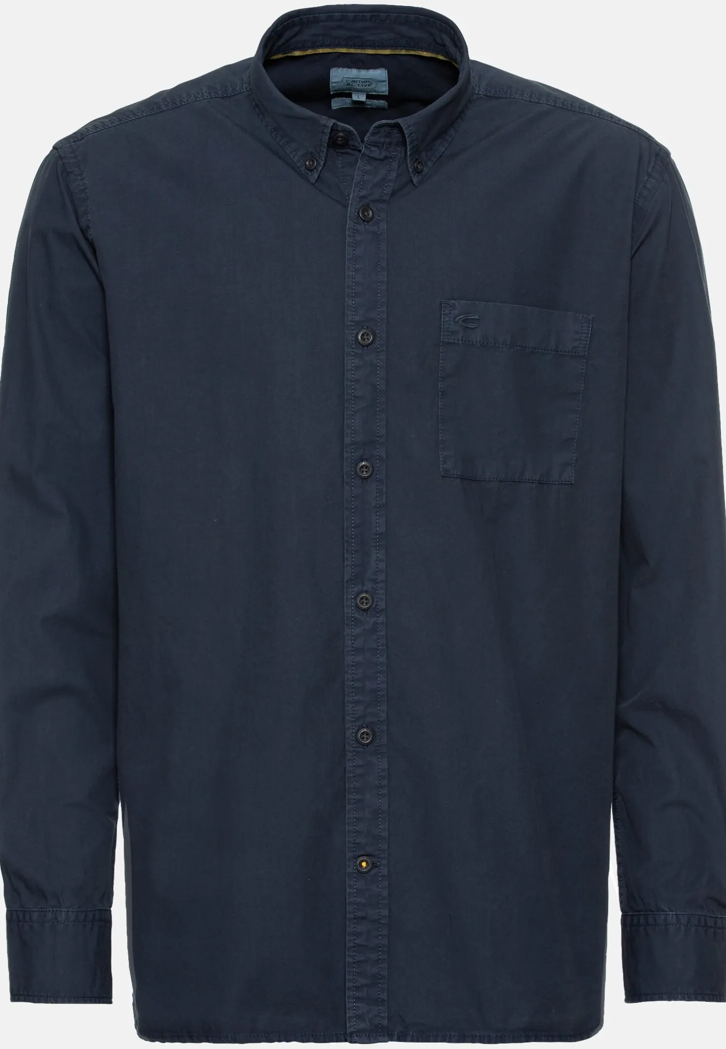 Langarm Shirt aus reiner Baumwolle mit Button-Down Kragen und Brusttasche