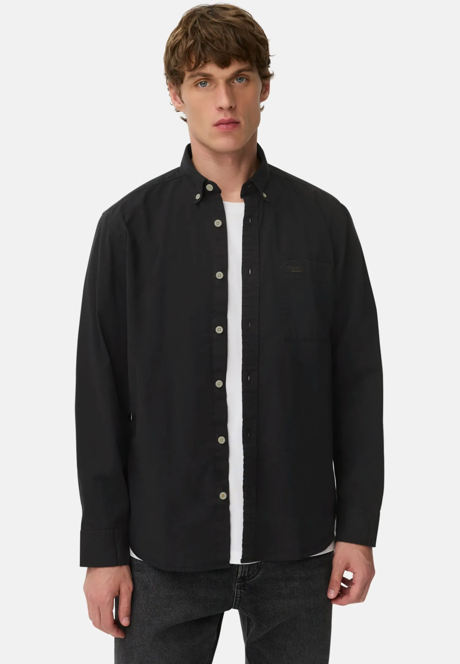 Langarm Shirt mit Button-Down Kragen