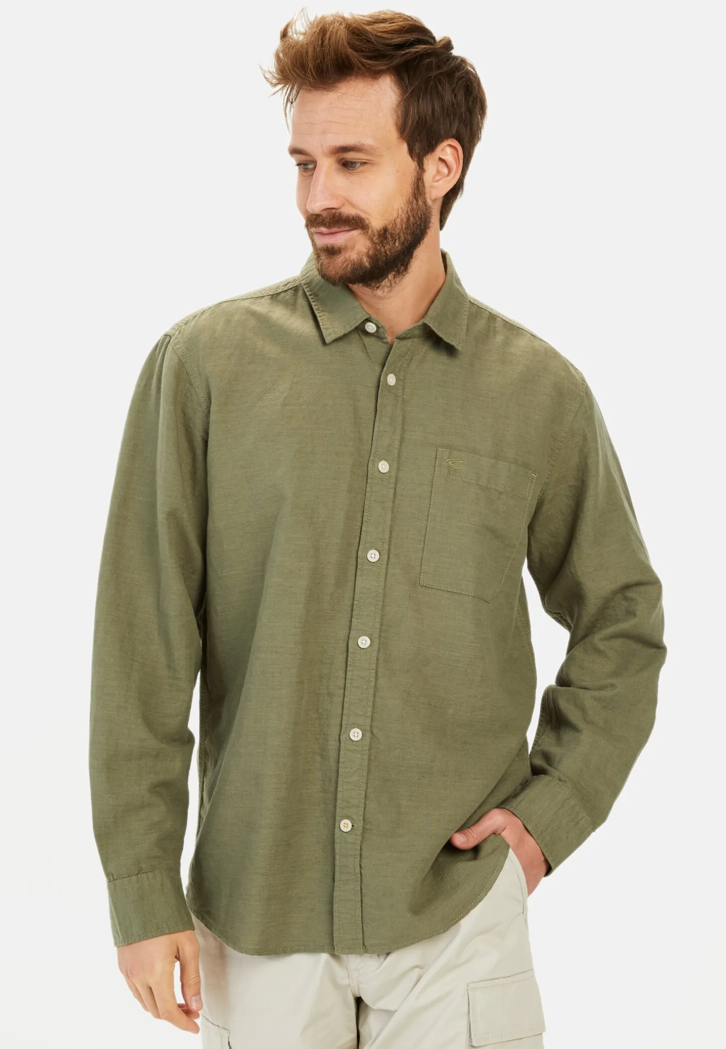 Langarm-Leinenhemd mit Soft-Wash-Veredelung