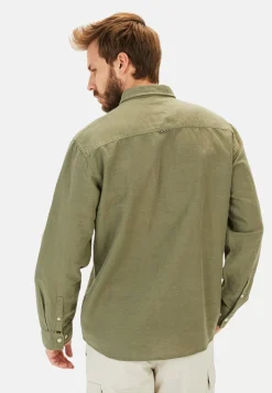 Langarm-Leinenhemd mit Soft-Wash-Veredelung