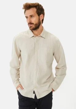 Langarm-Leinenhemd mit Soft-Wash-Veredelung