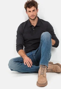 Langarm-Poloshirt aus reiner Baumwolle