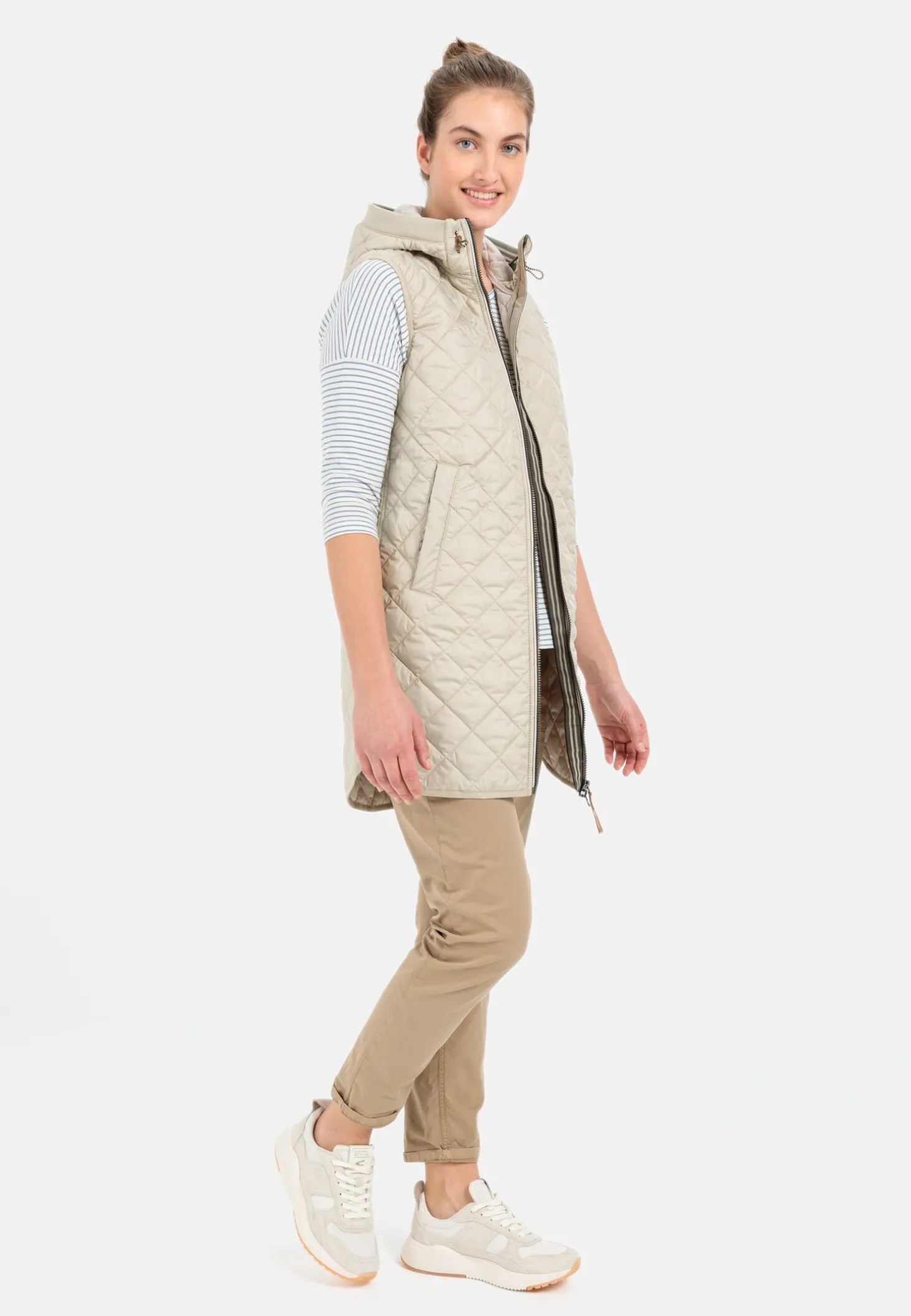 Lange Steppweste aus recyceltem Polyester