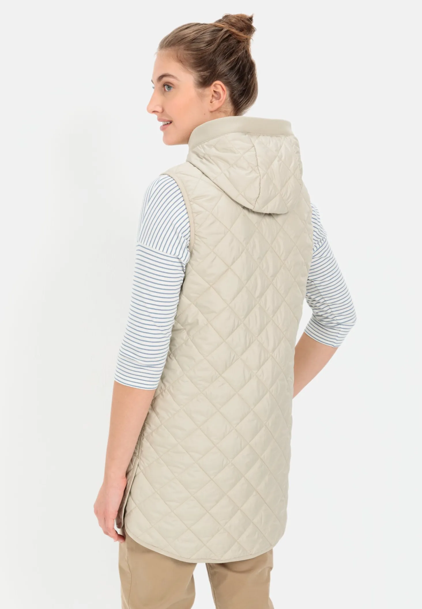Lange Steppweste aus recyceltem Polyester