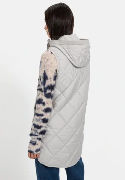 Lange Weste mit Kapuze aus recyceltem Polyester