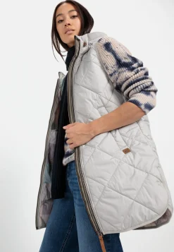 Lange Weste mit Kapuze aus recyceltem Polyester