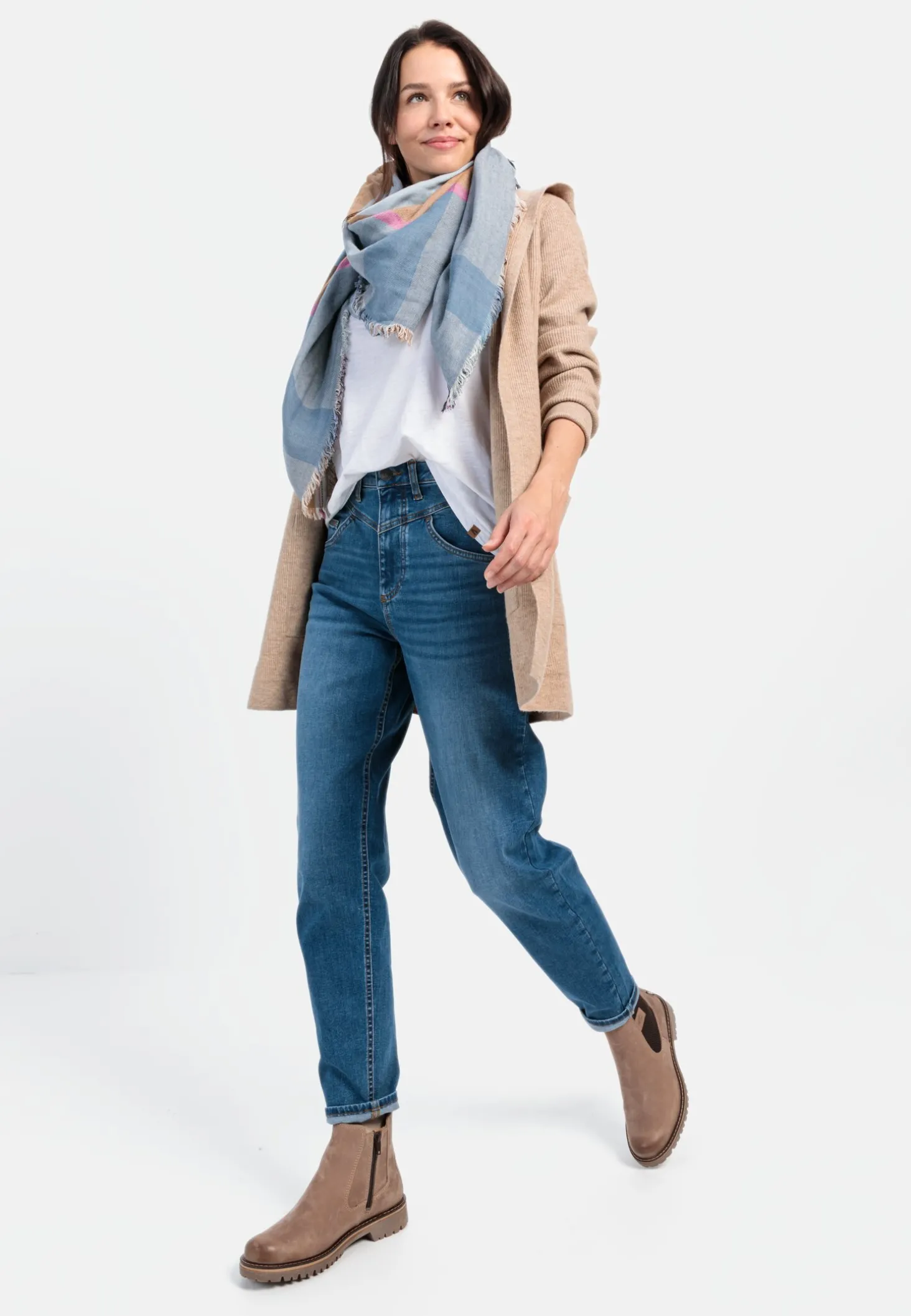 Langer Cardigan mit Kapuze
