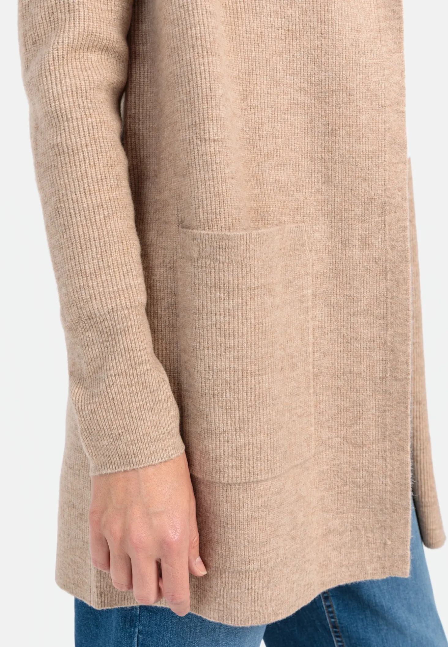 Langer Cardigan mit Kapuze