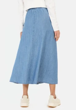 Langer Denim-Rock mit elastischem Bund