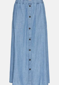 Langer Denim-Rock mit elastischem Bund