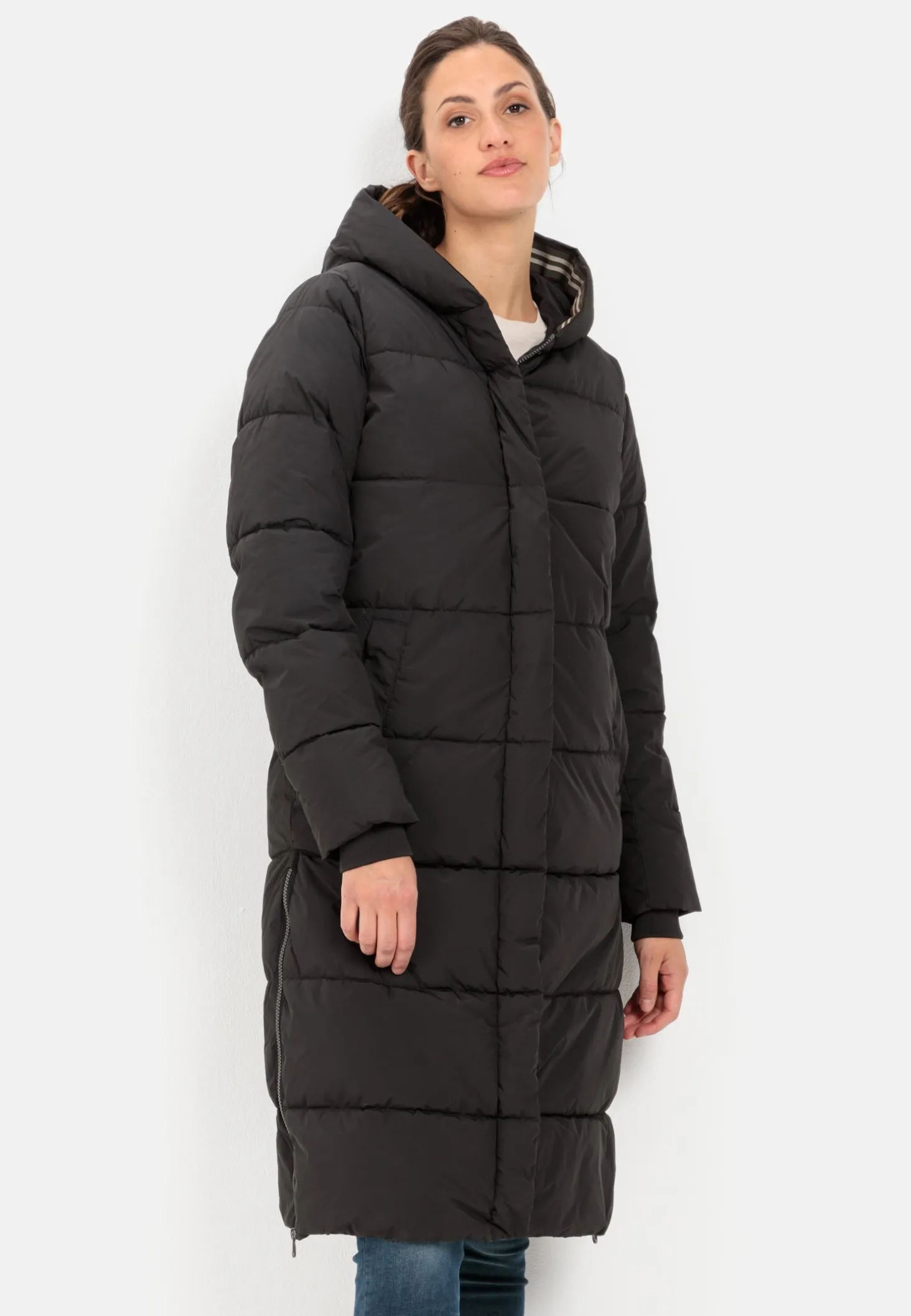 Langer Puffermantel aus recyceltem Polyester
