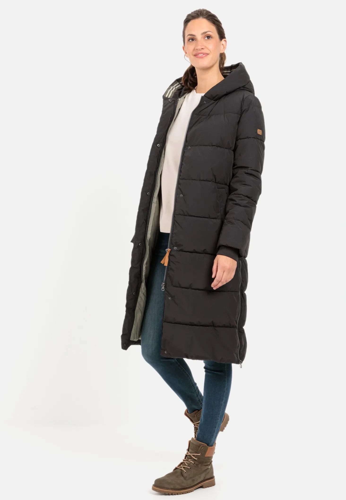 Langer Puffermantel aus recyceltem Polyester