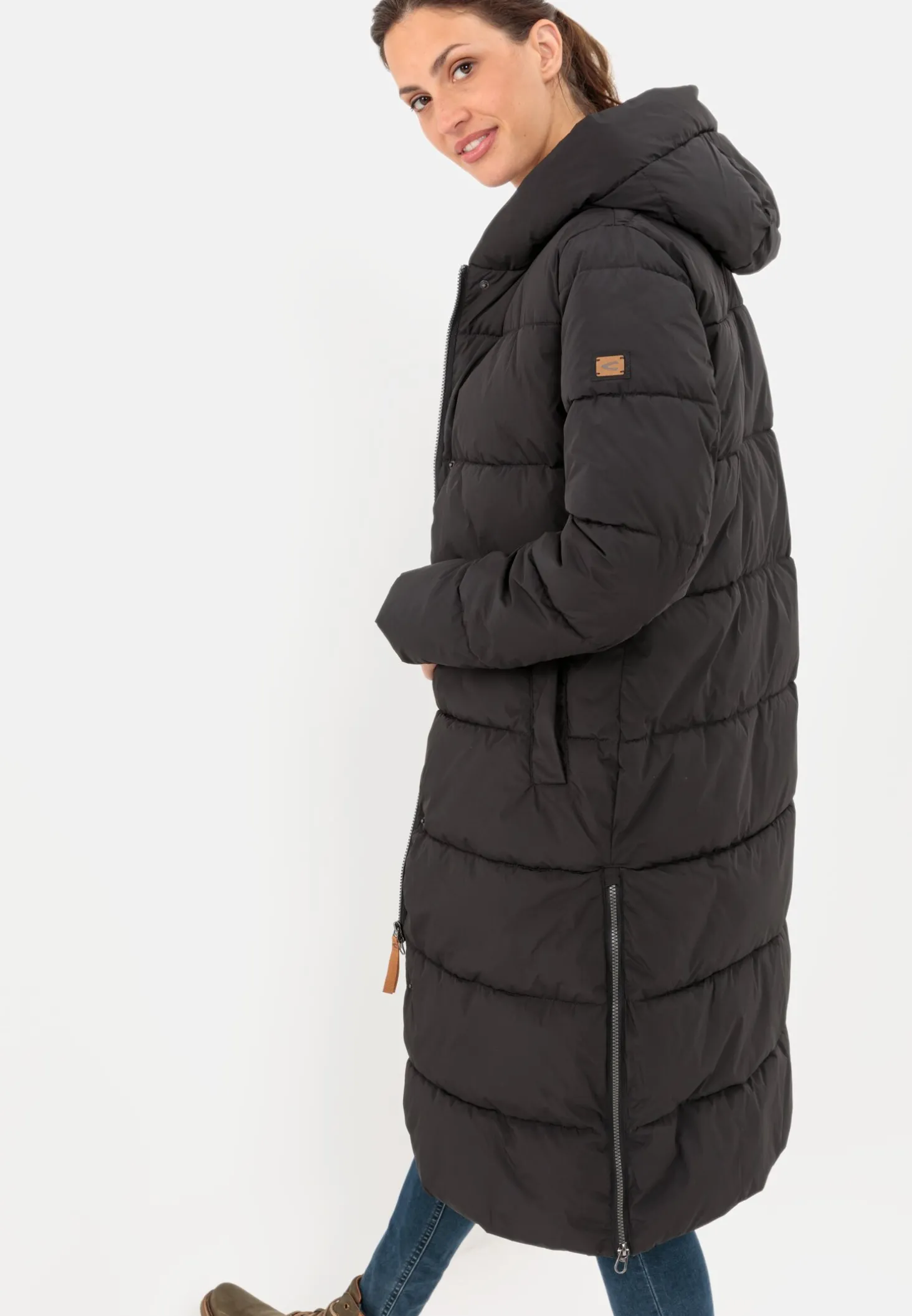 Langer Puffermantel aus recyceltem Polyester