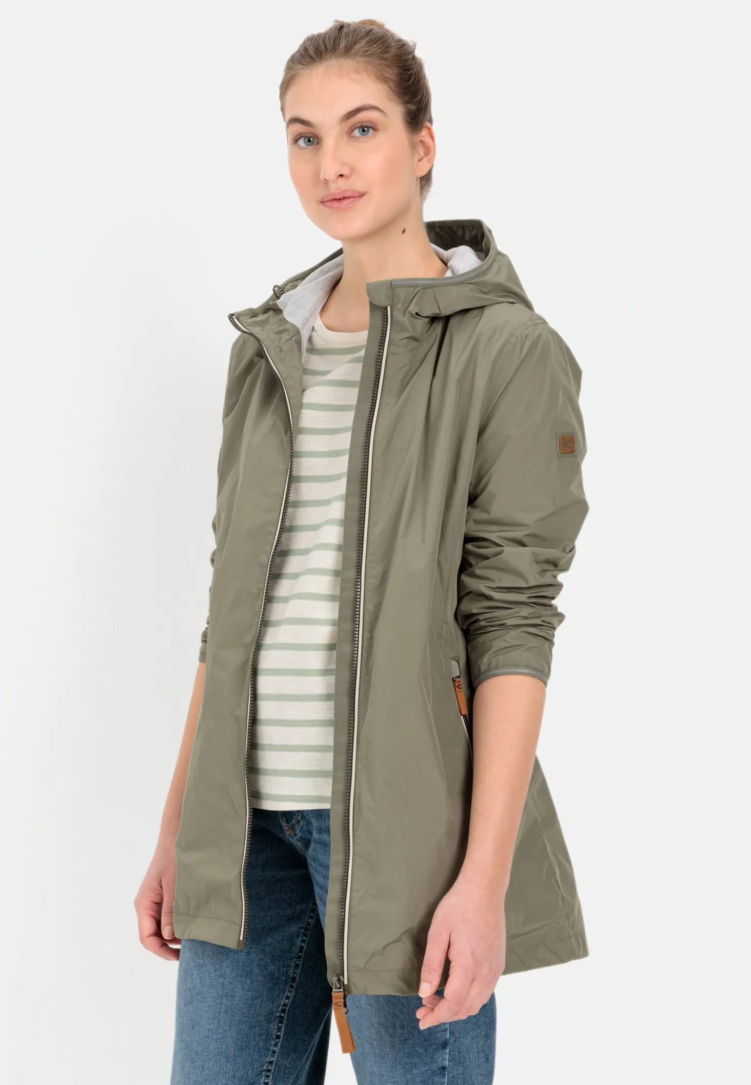 Langer Windbreaker aus recyceltem Polyester