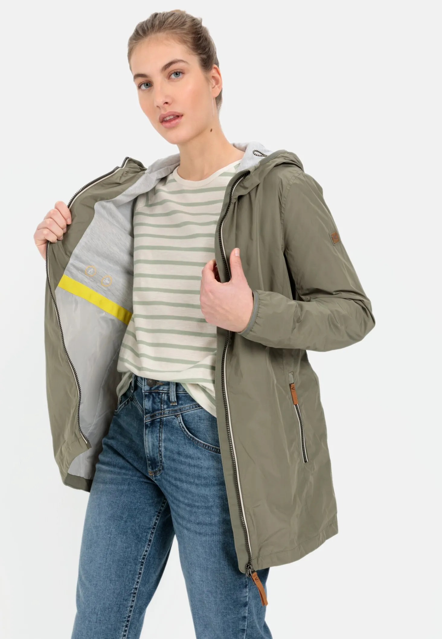 Langer Windbreaker aus recyceltem Polyester