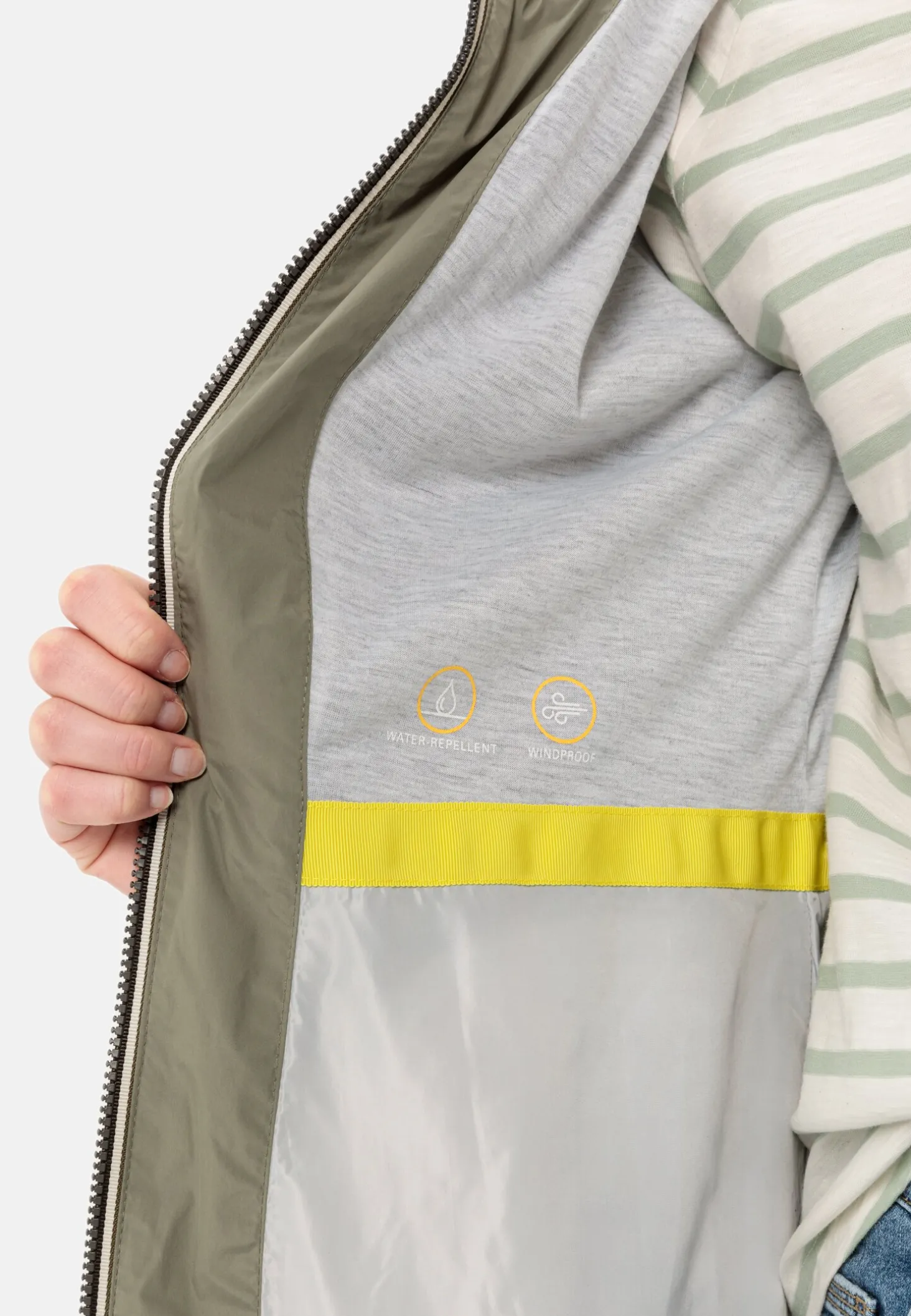 Langer Windbreaker aus recyceltem Polyester