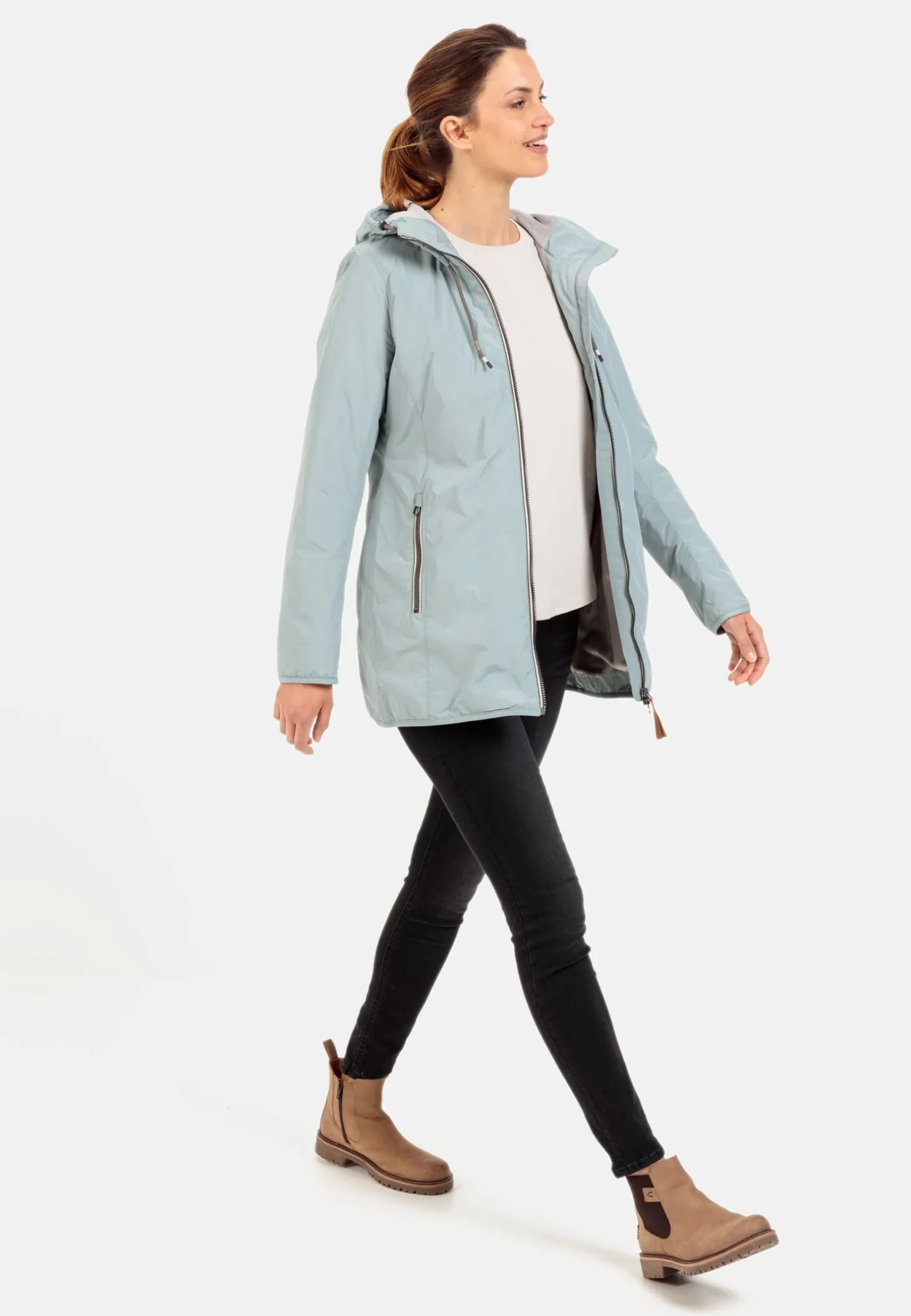 Langer Windbreaker mit weichem Plüschfutter