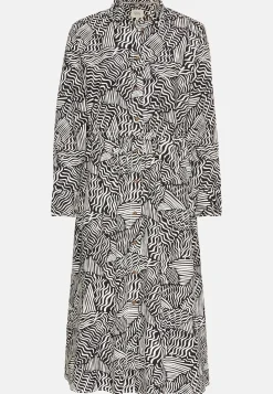 Langes Hemdblusenkleid mit Allover-Print