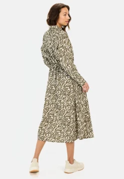 Langes Hemdblusenkleid mit Allover-Print