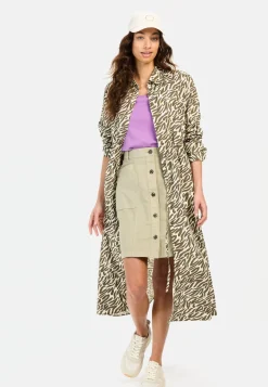Langes Hemdblusenkleid mit Allover-Print