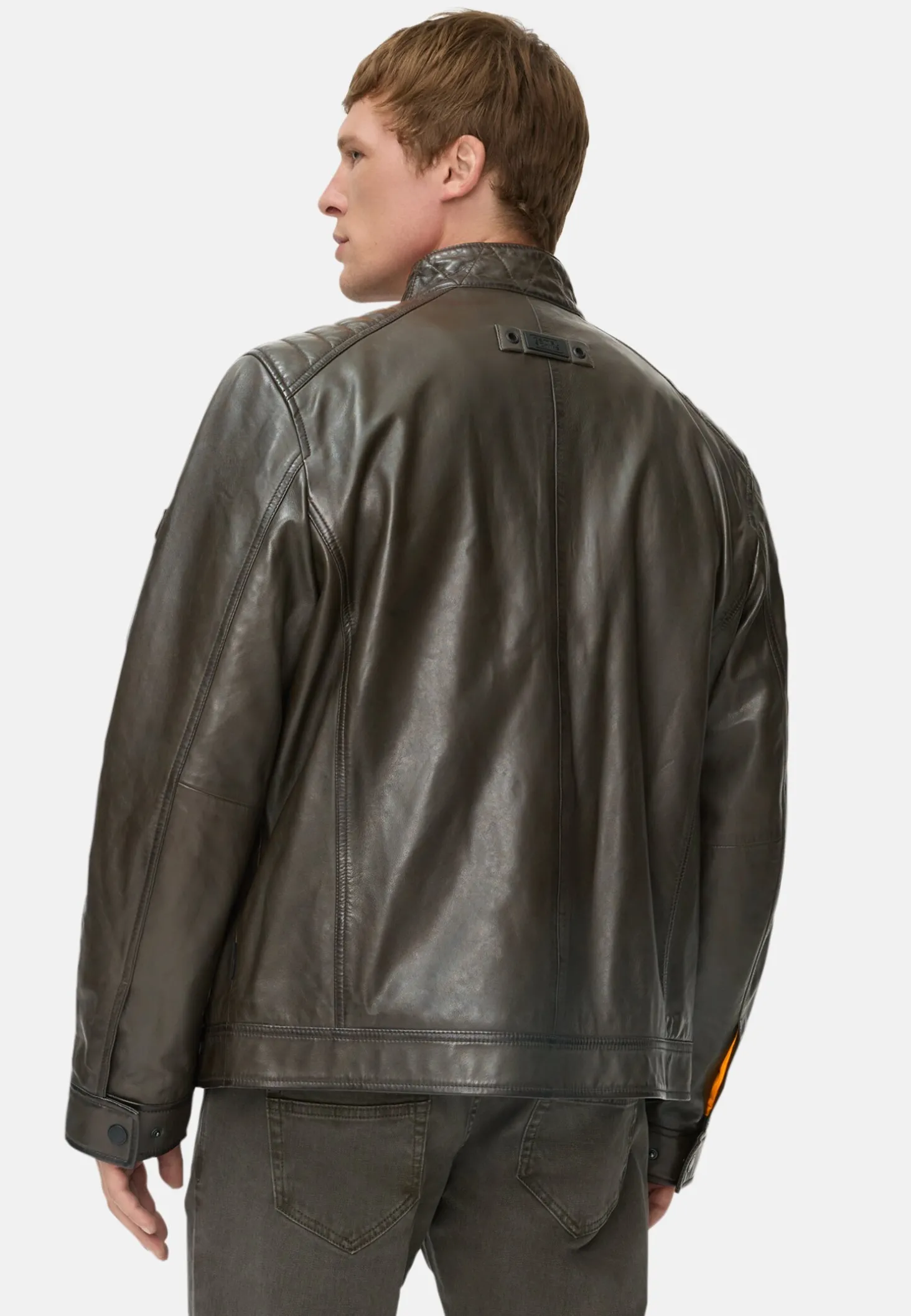 Leder Bikerjacke mit Stehkragen