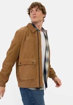 Leder Blouson mit Hemdkragen