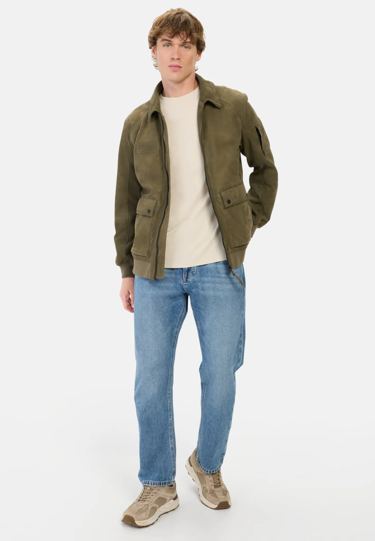 Leder Blouson mit Hemdkragen