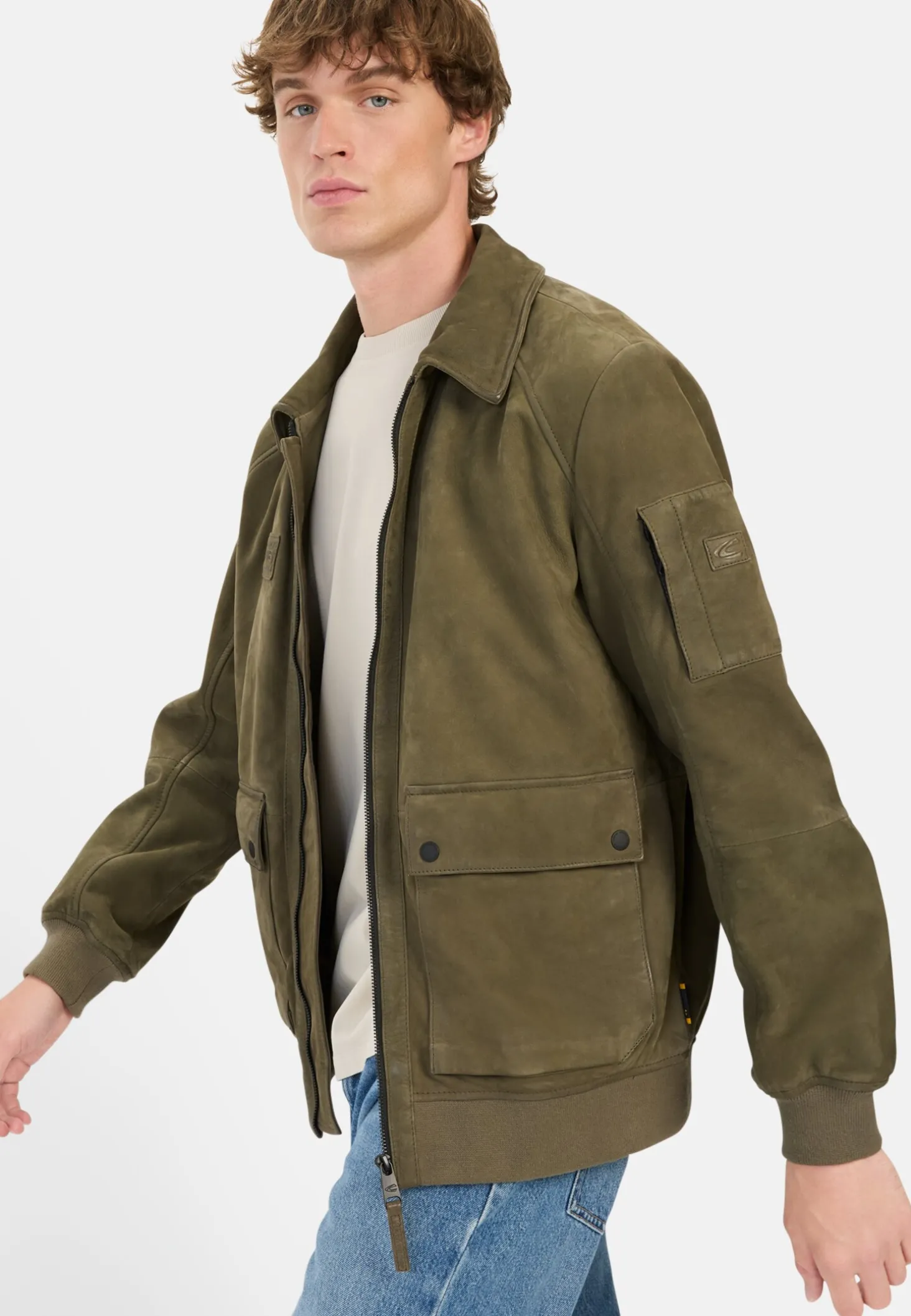 Leder Blouson mit Hemdkragen