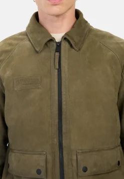 Leder Blouson mit Hemdkragen