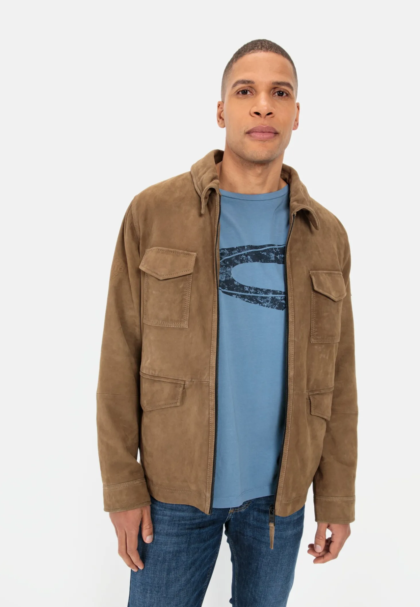 Leder Blouson mit Liegekragen