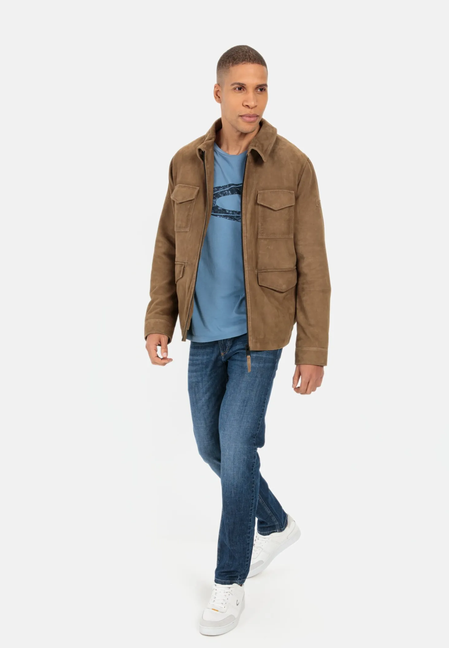 Leder Blouson mit Liegekragen