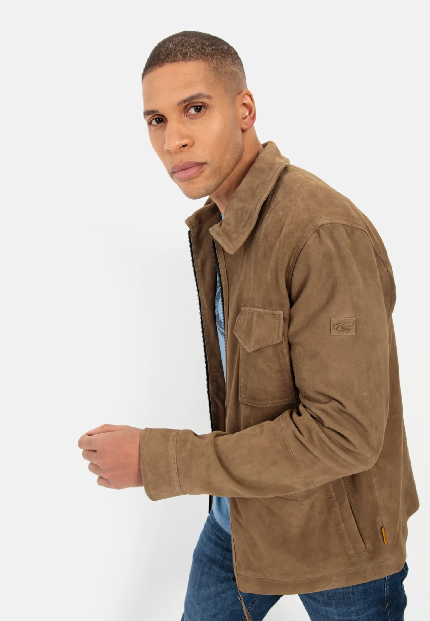 Leder Blouson mit Liegekragen