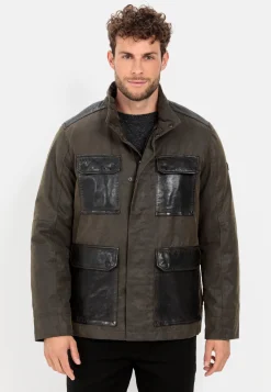 Leder Blouson mit Materialkontrast
