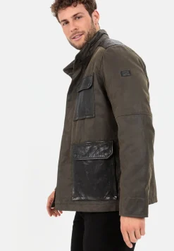 Leder Blouson mit Materialkontrast