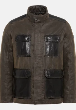 Leder Blouson mit Materialkontrast