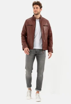 Leder Blouson mit Stehkragen