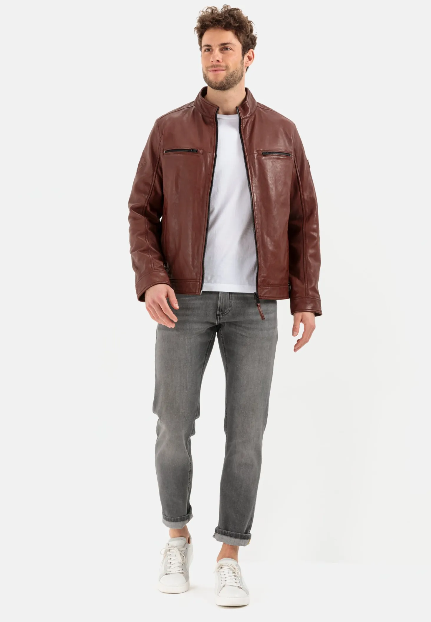 Leder Blouson mit Stehkragen