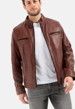 Leder Blouson mit Stehkragen