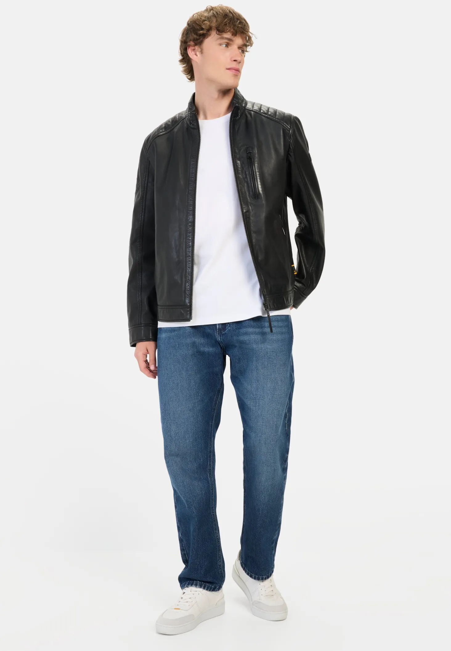 Lederjacke mit Reißverschlusstaschen