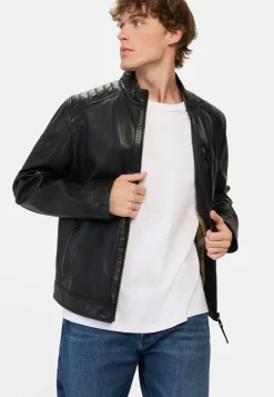 Lederjacke mit Reißverschlusstaschen