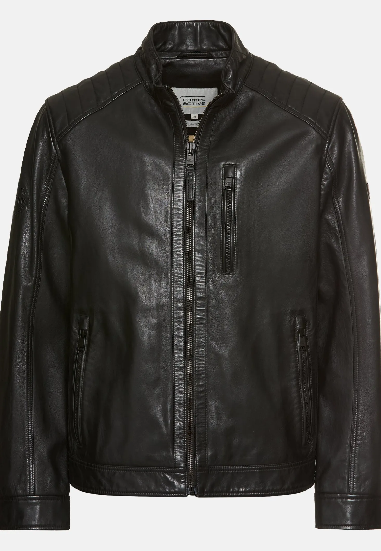 Lederjacke mit Reißverschlusstaschen