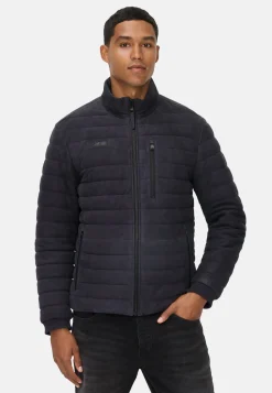 Lederjacke mit Stehkragen und Brusttasche