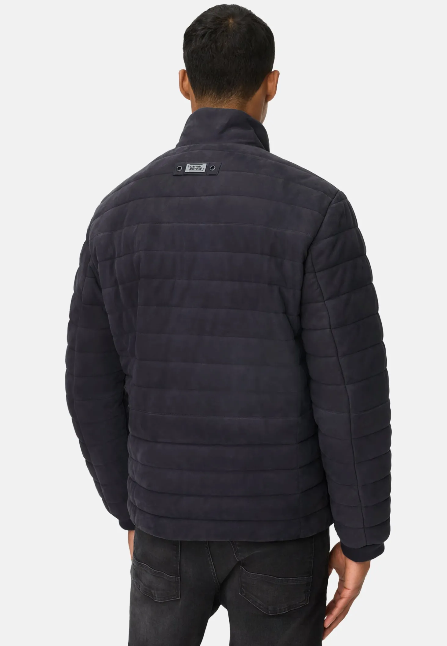 Lederjacke mit Stehkragen und Brusttasche