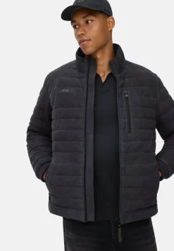 Lederjacke mit Stehkragen und Brusttasche