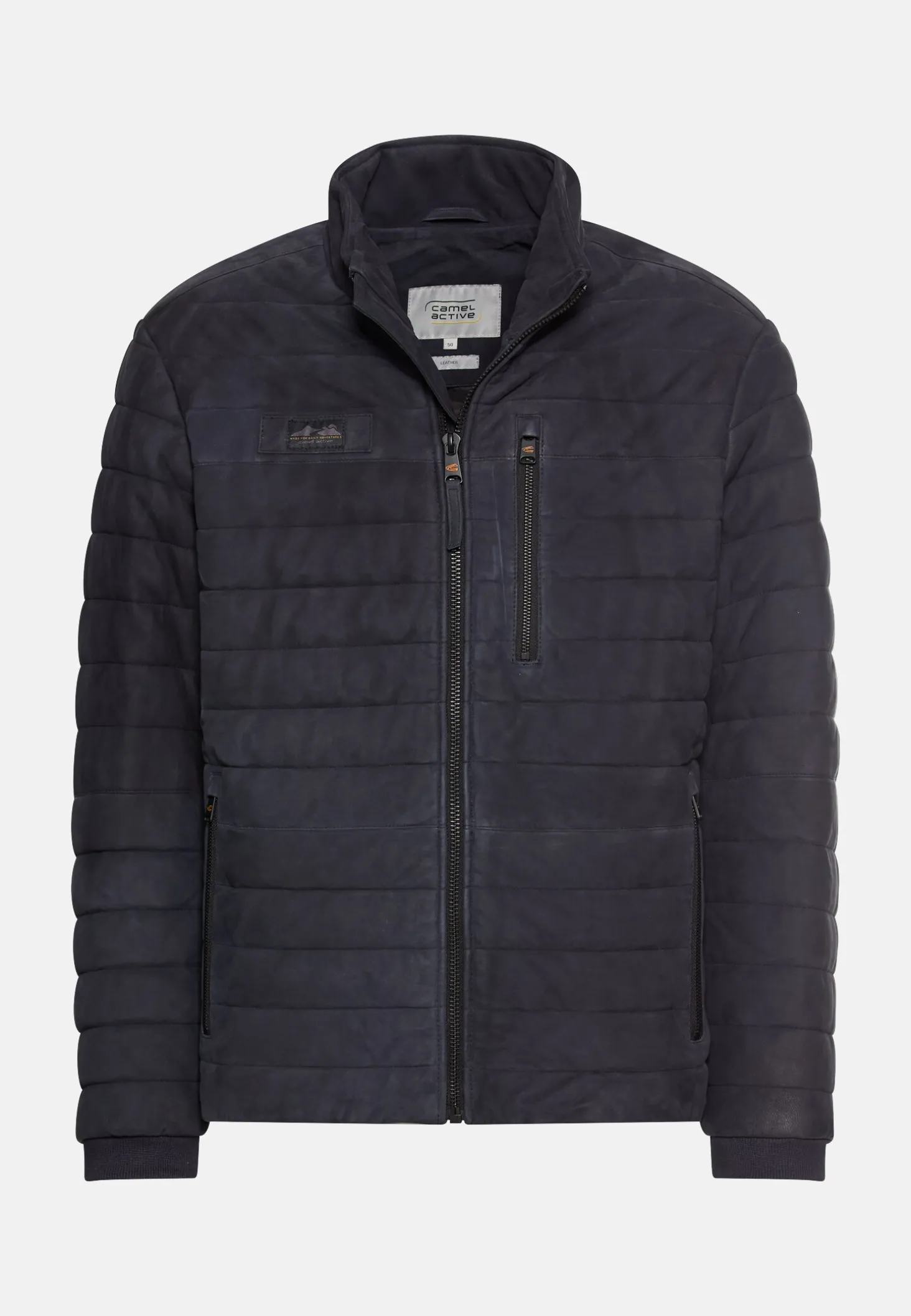 Lederjacke mit Stehkragen und Brusttasche