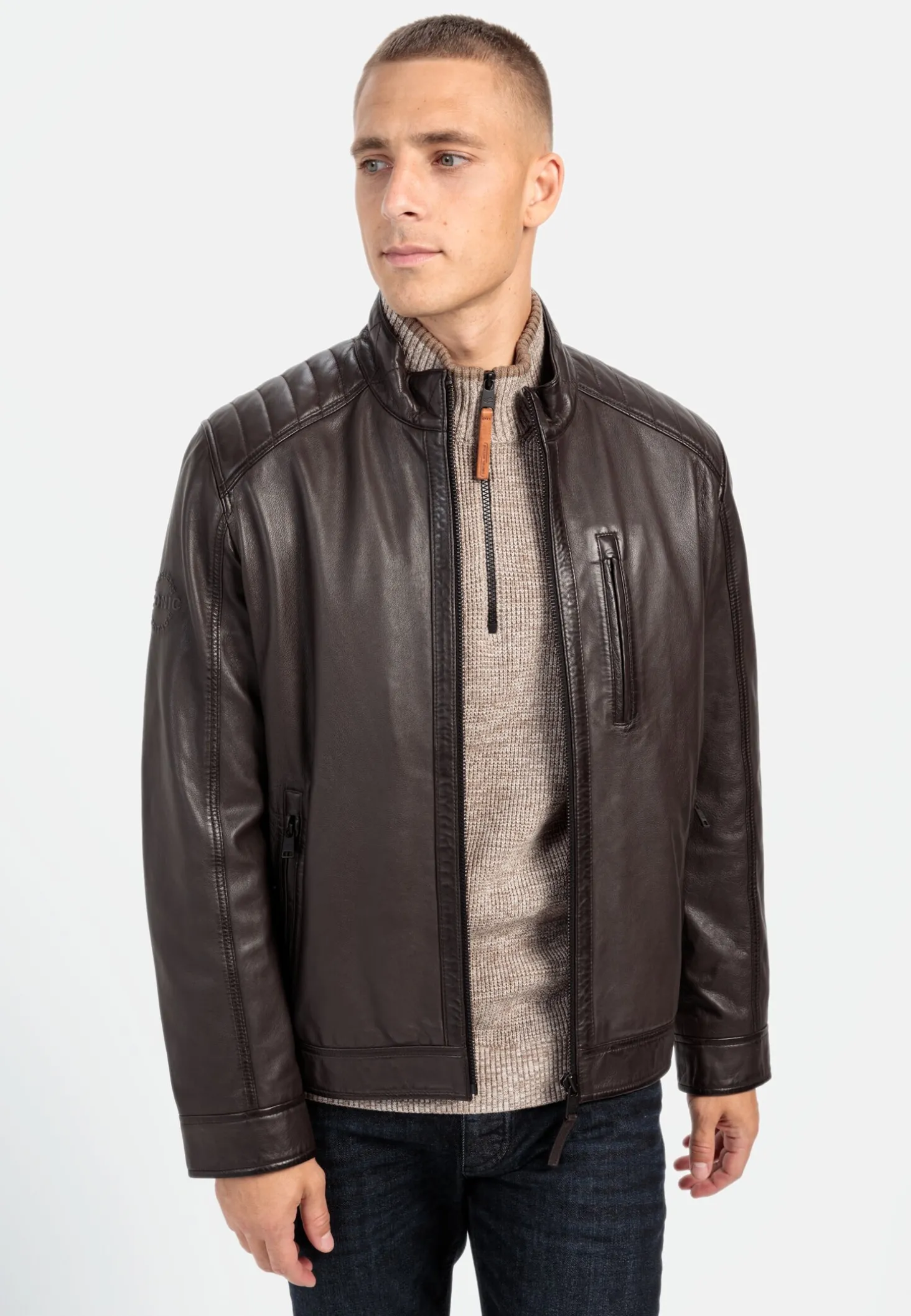 Lederjacke mit Stehkragen
