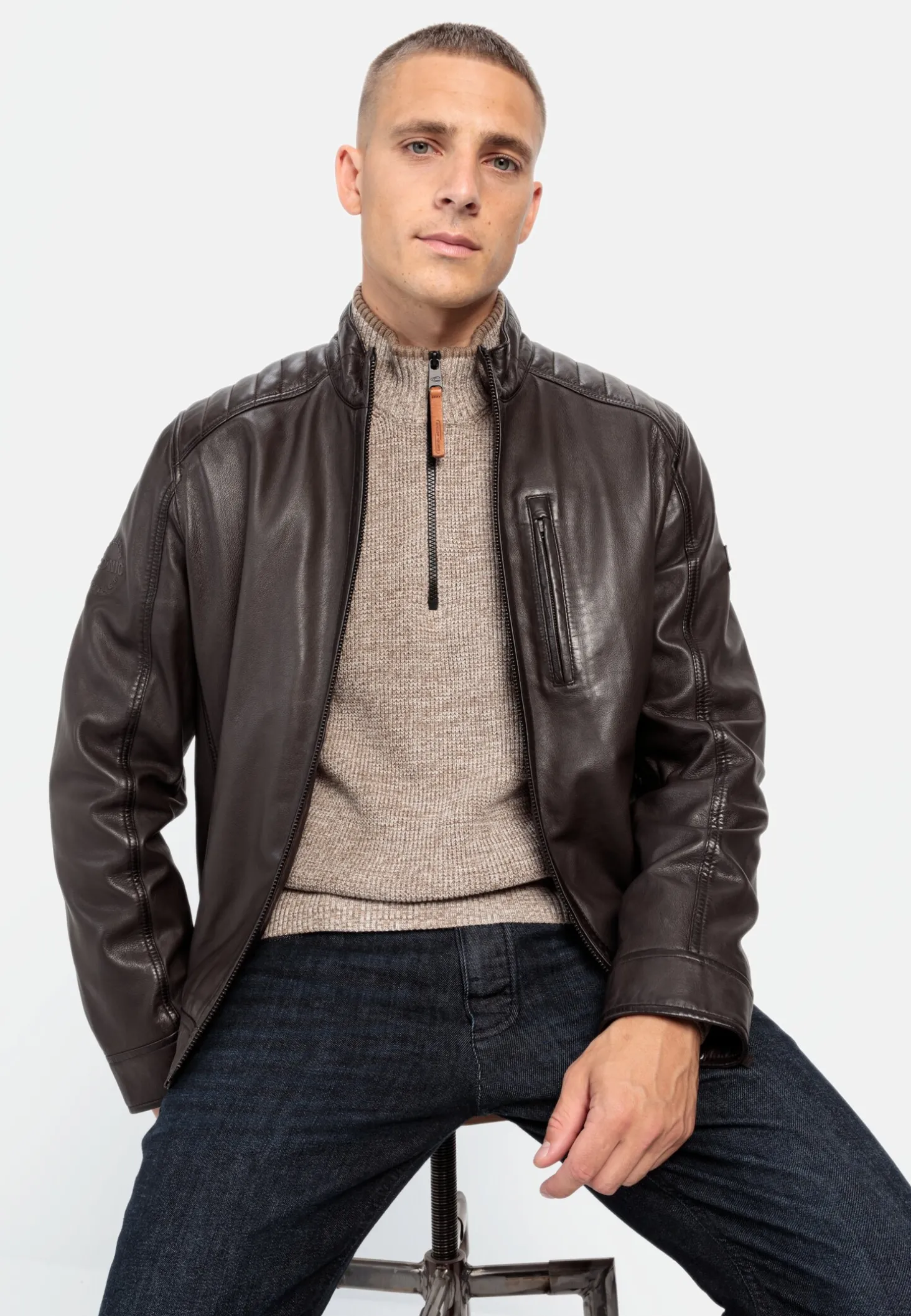 Lederjacke mit Stehkragen