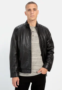 Lederjacke mit Stehkragen