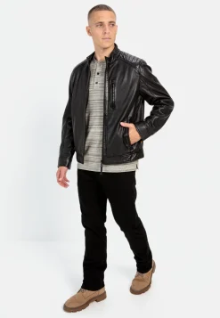 Lederjacke mit Stehkragen